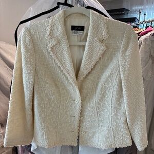Vintage Winter White Textured/EmbroideredCotton Blazer Elegant by Jon (Korea)